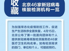 北京公布：46家醫(yī)療衛(wèi)生機構(gòu)可提供新冠病毒核酸檢測服務