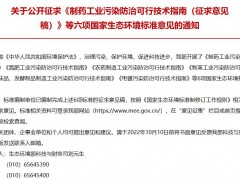 氮肥工業(yè)污染防治可行技術(shù)指南(征求意見稿)等六項(xiàng)環(huán)境標(biāo)準(zhǔn)征求意見