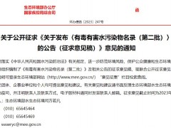 水生態(tài)環(huán)境司：關(guān)于發(fā)布〈有毒有害水污染物名錄(第二批)〉的公告(征求意見稿)